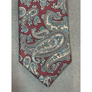 Envoy Tie Burgundy Teal 100% Silk Necktie 56" x 3.5"